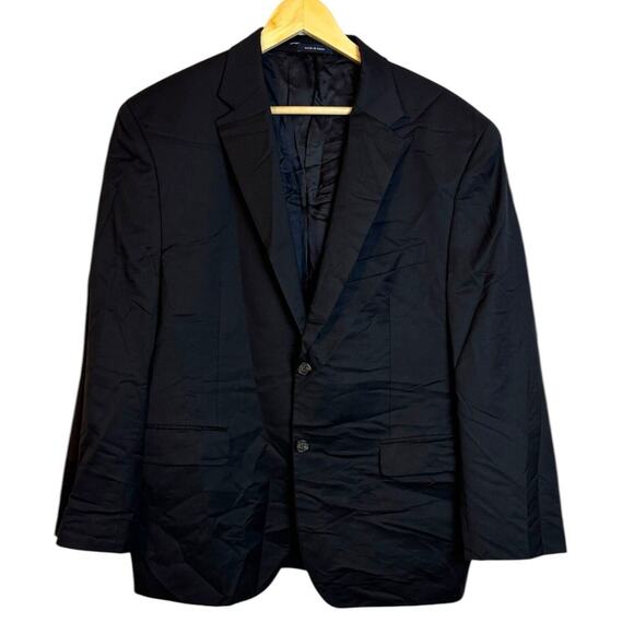 RRL Ralph Lauren 100% Wool Black Blazer Sport Coat 2 Button 44 Short